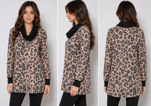 Load image into Gallery viewer, Plus size cheetah print long sleeve top with cowl neck
