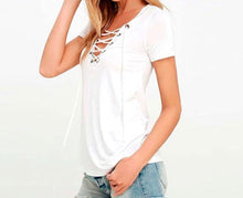 Load image into Gallery viewer, Clearance. Lace up tee
