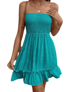 Ruffle hem strapless dress