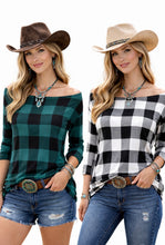Load image into Gallery viewer, Plaid off one shoulder sweater
