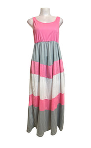 Pink colorblock maxi dress