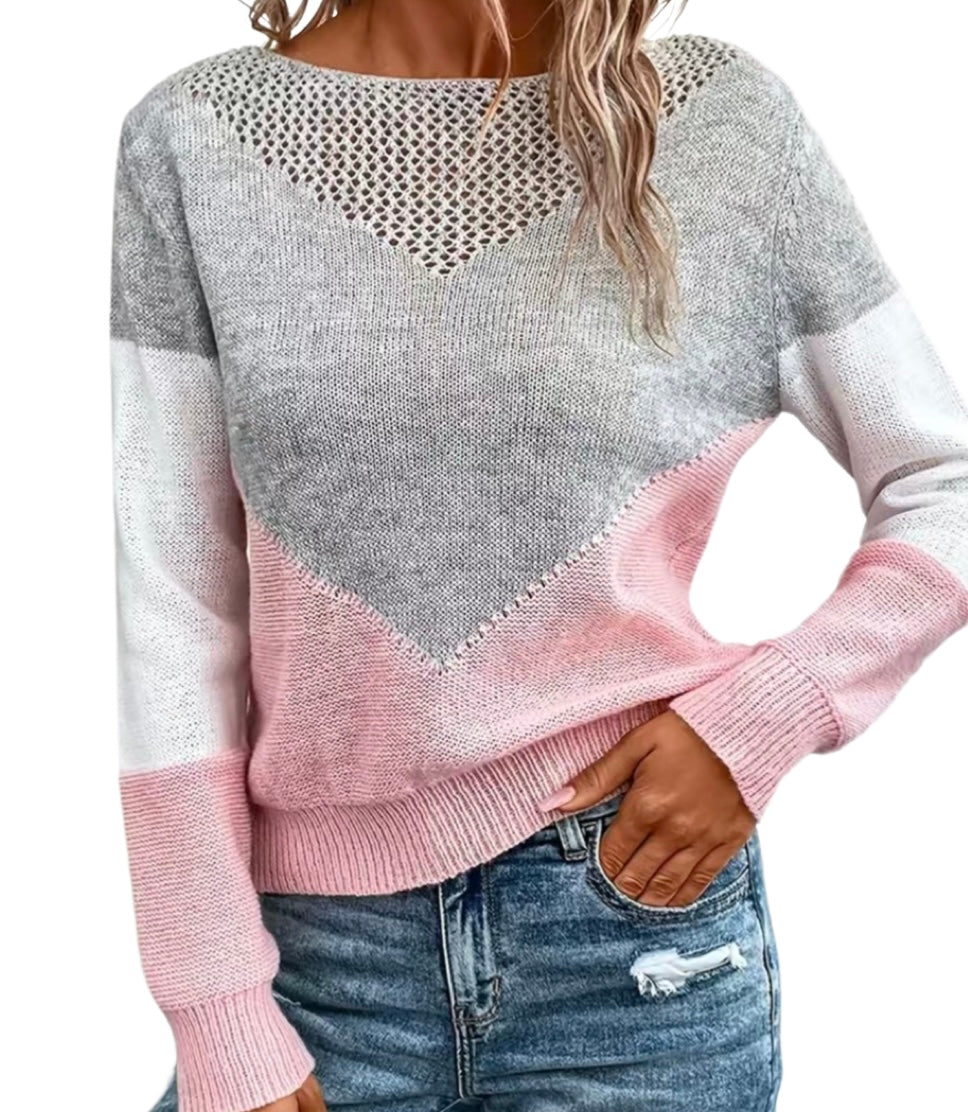 Stylish cutout colorblock sweater