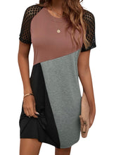 Load image into Gallery viewer, Colorblock tee dress with lace sleeves
