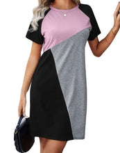 Load image into Gallery viewer, Colorblock t-shirt dress with raglan sleeve
