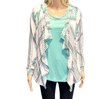 Load image into Gallery viewer, Soft draped front geometric pattern cardigan
