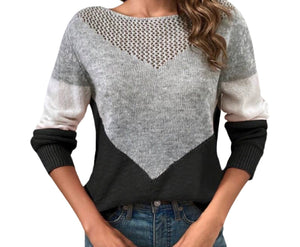 Stylish cutout colorblock sweater