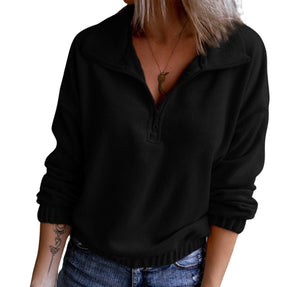 Thick soft fleece pullover with 1/4 zipped closure