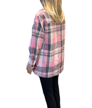 Load image into Gallery viewer, Pink plaid shirt with upper pockets
