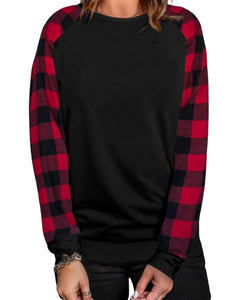 Black buffalo plaid long sleeve sweatshirt