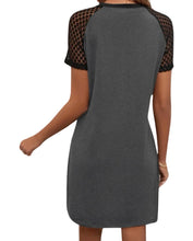 Load image into Gallery viewer, Colorblock tee dress with lace sleeves
