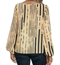 Load image into Gallery viewer, Khaki allover print lantern sleeve blouse
