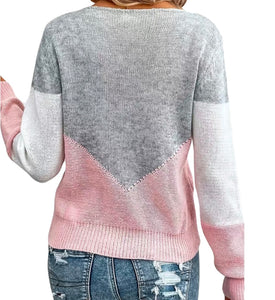 Stylish cutout colorblock sweater