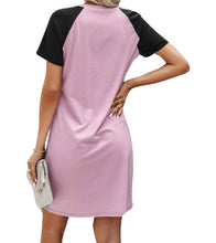 Load image into Gallery viewer, Colorblock t-shirt dress with raglan sleeve
