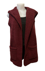 Soft Sherpa hooded vest with pockets