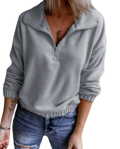 Thick soft fleece pullover with 1/4 zipped closure