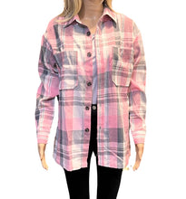 Load image into Gallery viewer, Pink plaid shirt with upper pockets
