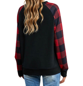 Black buffalo plaid long sleeve sweatshirt