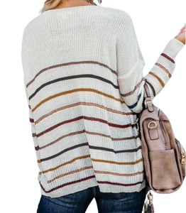 Multi coloured striped knit sweater