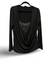 Load image into Gallery viewer, Scoop neck long sleeve top with rhinestones
