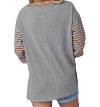 Load image into Gallery viewer, Colorblock striped top with bishop sleeve
