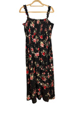 Load image into Gallery viewer, Plus size black floral maxi dress with side slits
