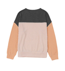 Ribbed colorblock long sleeve top