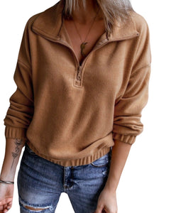 Thick soft fleece pullover with 1/4 zipped closure