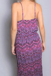 High/low purple multi color halter style dress