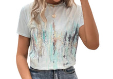 Load image into Gallery viewer, Multi-color print round neck tee
