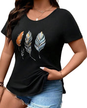 Load image into Gallery viewer, Black feather print tee
