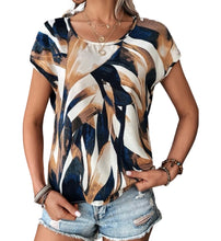 Load image into Gallery viewer, Multi color print blouse with cap sleeve
