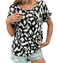 Load image into Gallery viewer, Black and white batwing sleeve blouse
