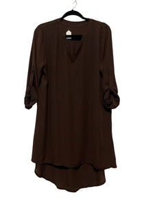 Loose fitting long sleeve v-neck high/low shirt/dress