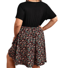 Load image into Gallery viewer, Plus size black ditsy floral print a-line dress
