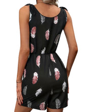 Load image into Gallery viewer, Black feather romper with pockets
