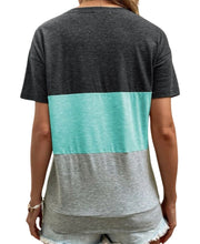 Load image into Gallery viewer, Colorblock round neck green tee
