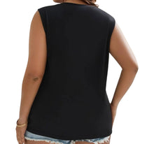 Load image into Gallery viewer, Plus size black tank top with floral print
