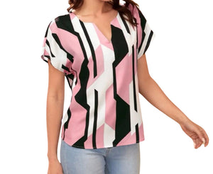 Multicolor pink blouse with dolman sleeve