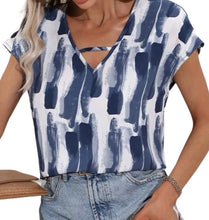 Load image into Gallery viewer, Dusty blue v-neck blouse
