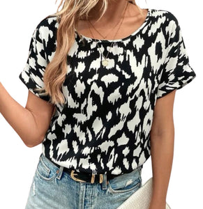 Black and white batwing sleeve blouse