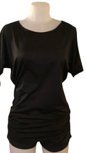 Load image into Gallery viewer, Short sleeve tee with slit on sleeve and ruched sides
