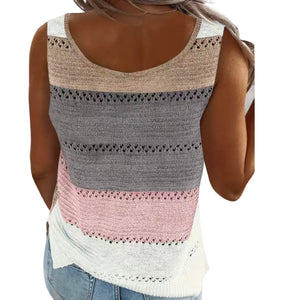 Sleeveless colorblock acrylic tank top