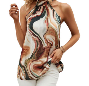 Marble print halter style blouse