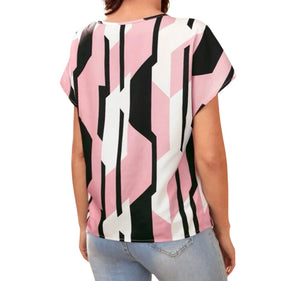 Multicolor pink blouse with dolman sleeve