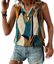 Load image into Gallery viewer, Geo print v-neck blouse
