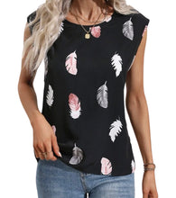 Load image into Gallery viewer, Feather print blouse with cut out twisted back
