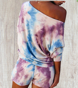 2 piece tie-dye loungewear short set