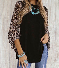 Load image into Gallery viewer, Long oversized leopard print top with bishop sleeve
