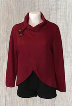 Load image into Gallery viewer, Waffle knit crossover sweater with 2 decorative buttons
