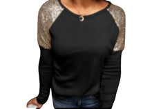 Load image into Gallery viewer, Sequin shoulder long sleeve top
